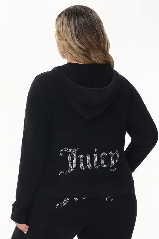 Inspirational Quote Hoodie-Plus-Size Big Bling Towel Terry Zip Hoodie