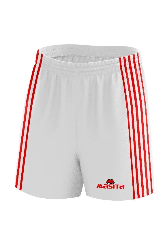 Beach Ready Shorts-Donard Gaelic Shorts White/Red Adult