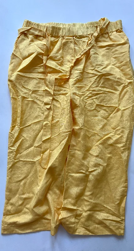 Premium Dress Trousers-Pants Linen By Passport In Yellow, Size: 16