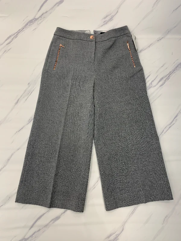 Trendy Wide-Legged Pants-Pants Designer By Ted Baker In Grey, Size: 4