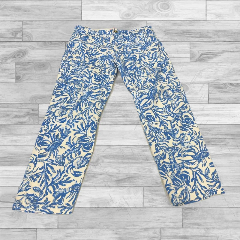 Soft Wool Dress Pants-Pants Designer By Lilly Pulitzer In Blue & White, Size: 8