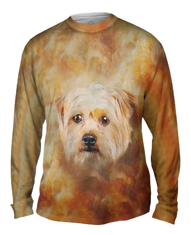 Classic V-neck Long Sleeve-Cute Yorkie Face