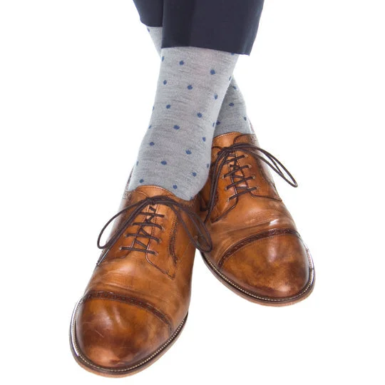 Custom Logo Socks-The Shirt Shop Ash/Bay Blue Dot Merino Wool Sock