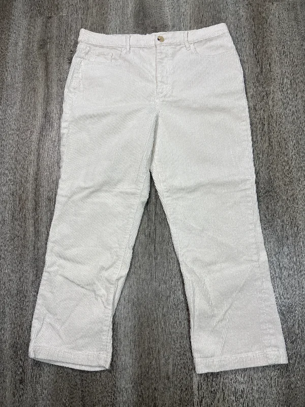 Stylish Overalls Pants-Pants Corduroy By Loft In Cream, Size: 14