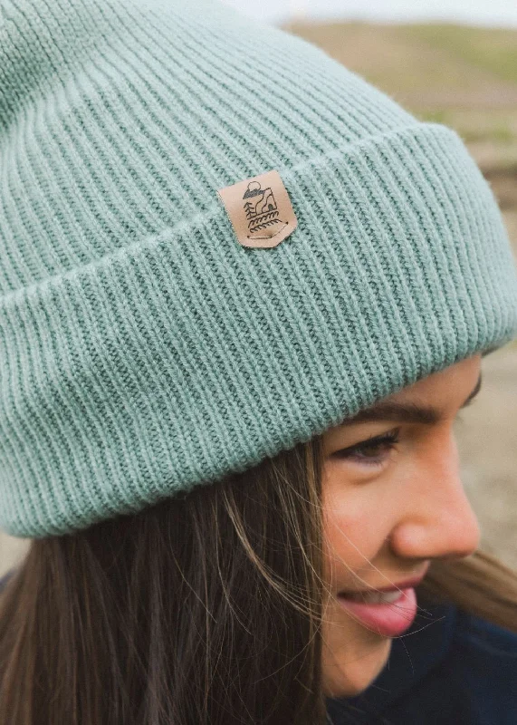 Stylish Beanie Hat-Super Soft Recycled Beanie Hat in Aloe Green