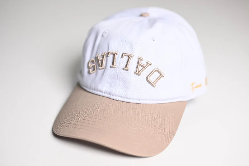 Custom Embroidered Cap-Dad Hat - TAUPE / WHITE