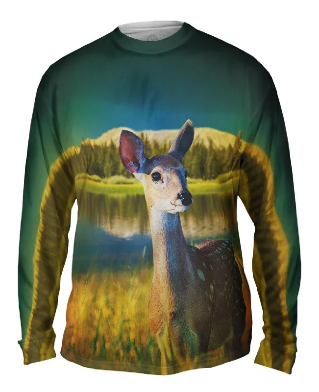 Comfortable Fleece Long Sleeve-Deer Fawn Fields