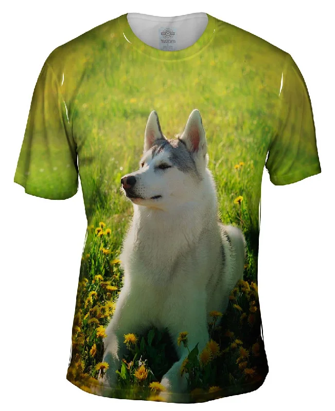 Simple Statement T-shirt-Siberian Husky Fields