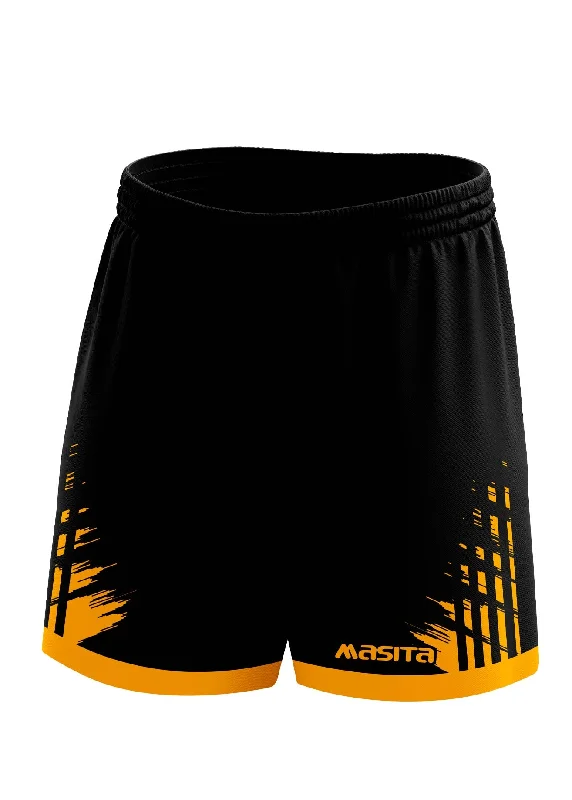 Sporty Outdoor Shorts-Barkley Gaelic Shorts Black/Amber Adult