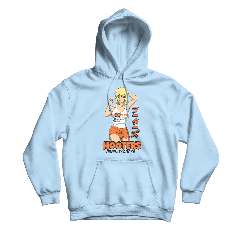 Custom Printed Hoodie-Anime Hooters Girl Light Blue Hoodie