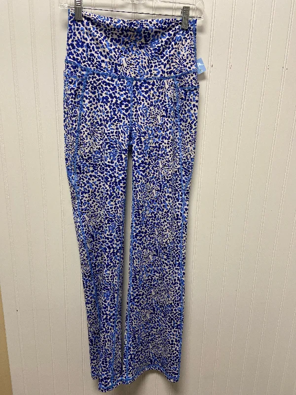 Bold Print Cargo Pants-Pants Designer By Lilly Pulitzer In Blue & White, Size: M