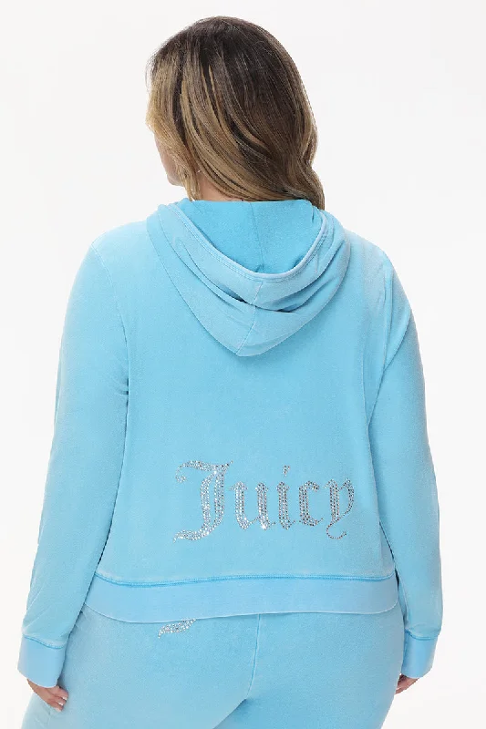 Classic Design Hoodie-Plus-Size Big Bling Towel Terry Zip Hoodie