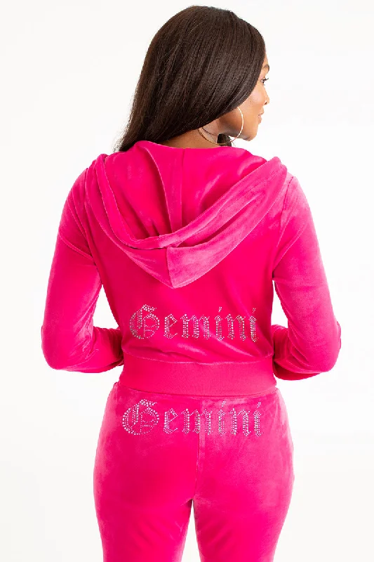 Warm Sherpa Hoodie-Gemini Big Bling Velour Hoodie