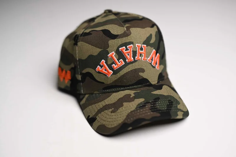 Warm Winter Hat-WHATABURGER snapback - CAMO w/ orange