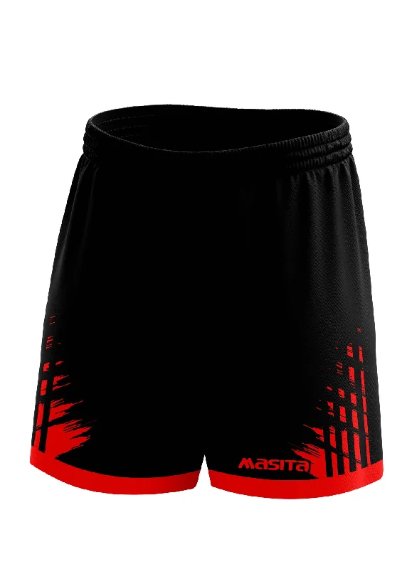 Lightweight Beach Shorts-Barkley Gaelic Shorts Black/Red Adult