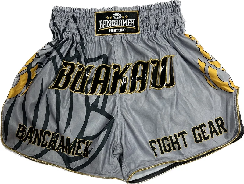 Active Wear Shorts-Buakaw Shorts BSH5 SILVER GOLD