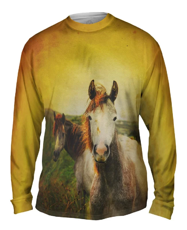 Soft Fabric Long Sleeve-Duo Paint Horses