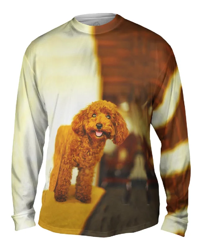 Trendy Long Sleeve Top-Delightfully Happy Poodle