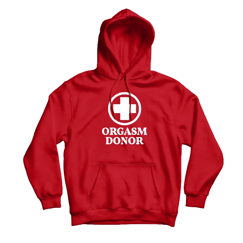 Comfortable Zip Hoodie-Orgasm Donor Red Hoodie