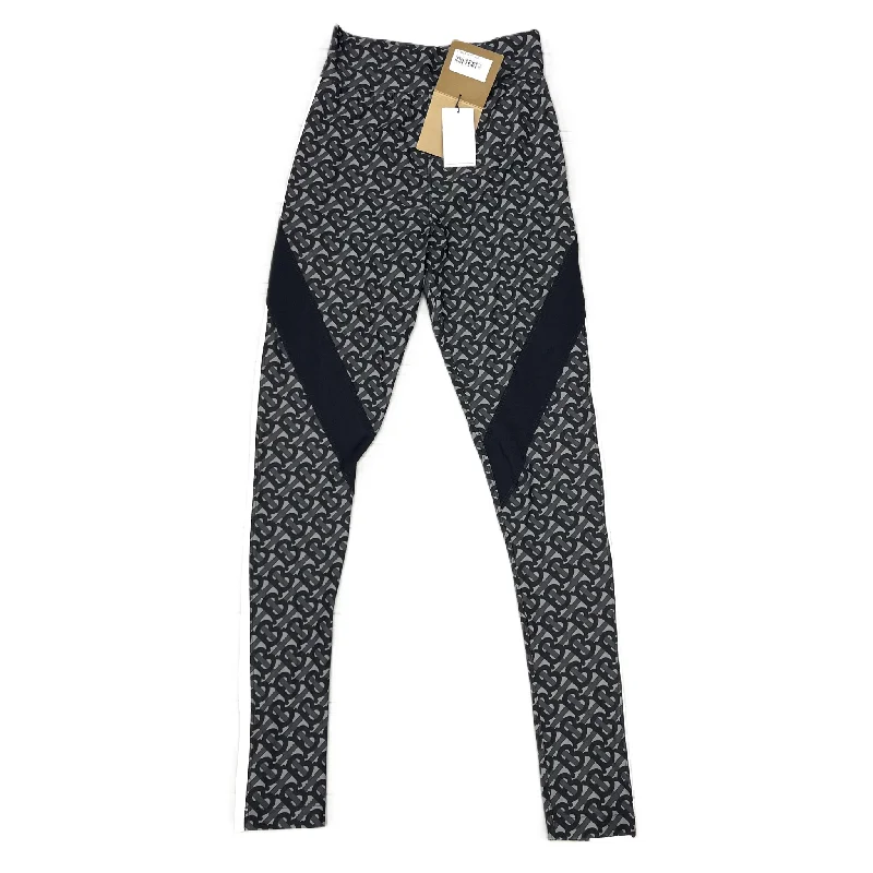 Trendy Plaid Pants-Pants Luxury Designer By Burberry In Black & Grey, Size: Xs