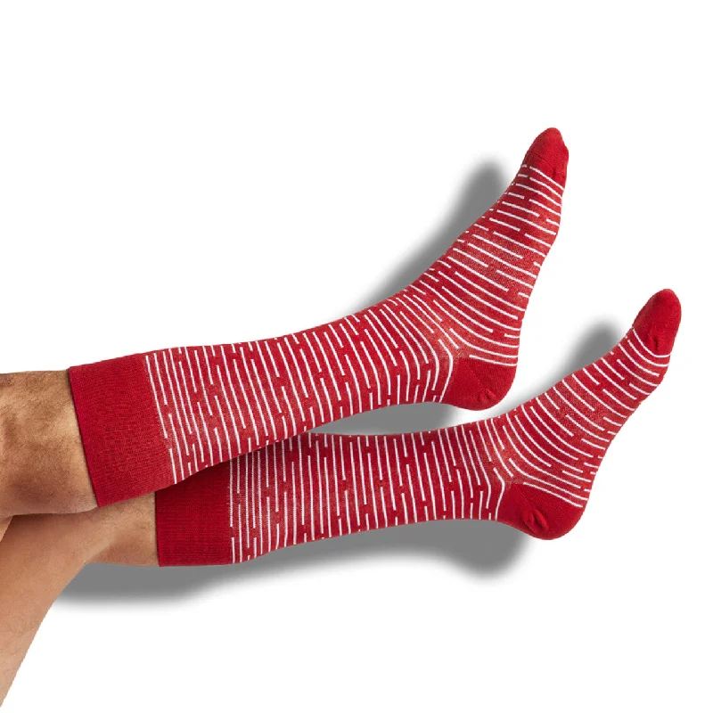 Lightweight Hiking Socks-DeadSoxy Crimson Broken Stripe Dress Socks