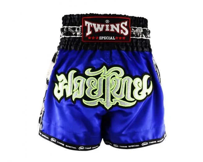 Custom Design Shorts-Twins Muay Thai Shorts TBS-SKULL Blue Grey