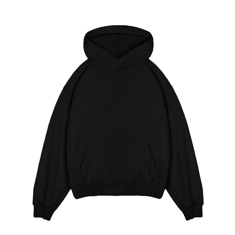 Minimal Print Hoodie-Hoodie - Black