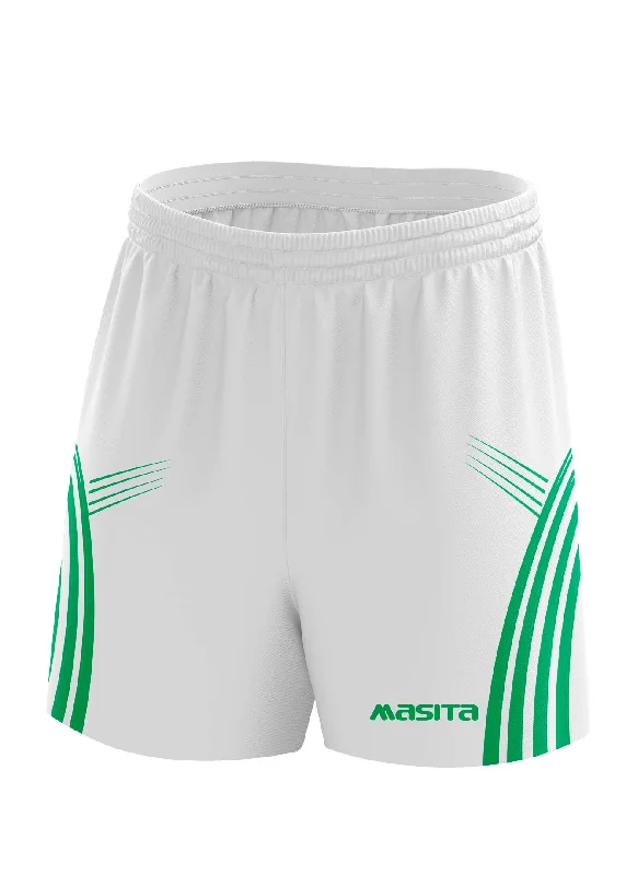 Comfortable Cotton Shorts-Casey Gaelic Shorts White/Green Adult