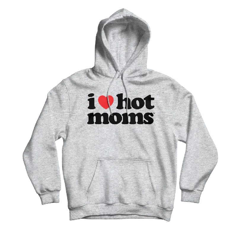 Bold Printed Hoodie-I Heart Hot Moms Grey Hoodie