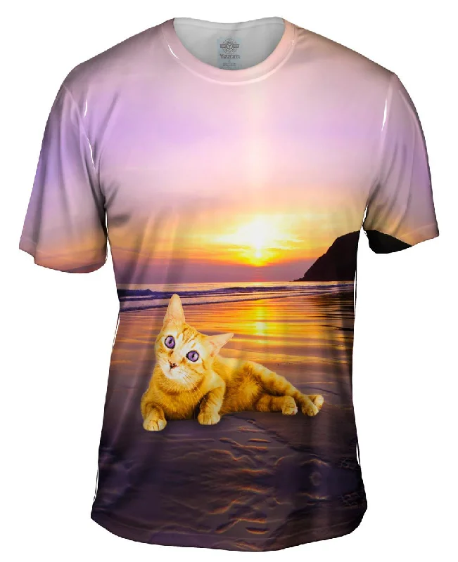 Boho Style T-shirt-Smooth Sunset Kitty Cat