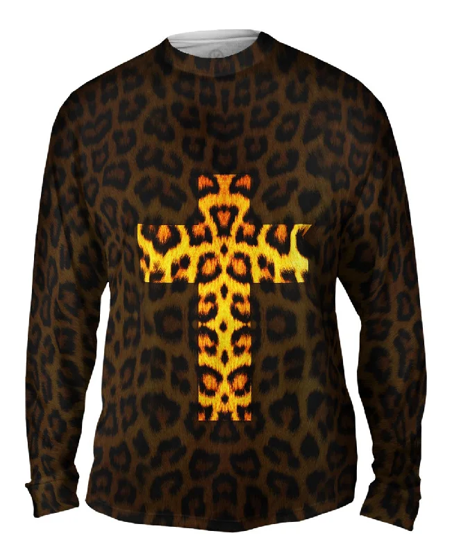 Stylish Printed Long Sleeve Shirt-Cross Leopard Animal Skin