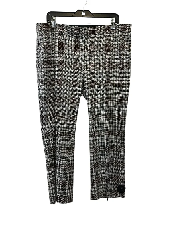 Trendy Athletic Fit Trousers-Pants Designer By Theory In Plaid Pattern, Size: 14