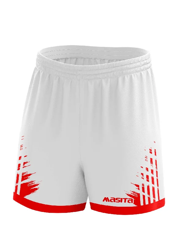 Trendy Distressed Shorts-Barkley Gaelic Shorts White/Red Adult