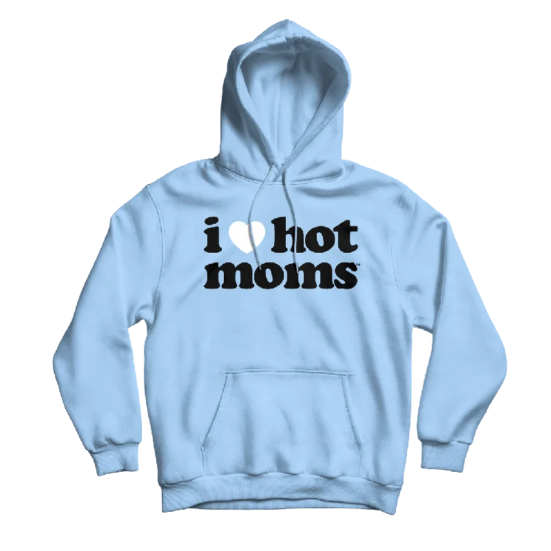 Relaxed Fit Hoodie-I Heart Hot Moms Light Blue Hoodie