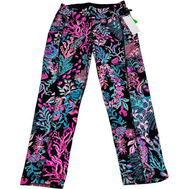 Stretch Fit Trousers-Pants Designer By Lilly Pulitzer In Black & Pink, Size: S