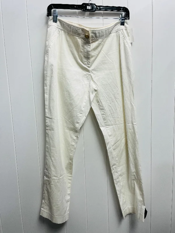 Modern Slim Fit Chinos-Pants Designer By Tory Burch In White, Size: 6