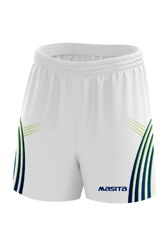 Relaxed Fit Casual Shorts-Casey Gaelic Shorts White/Navy/Neo Green Adult