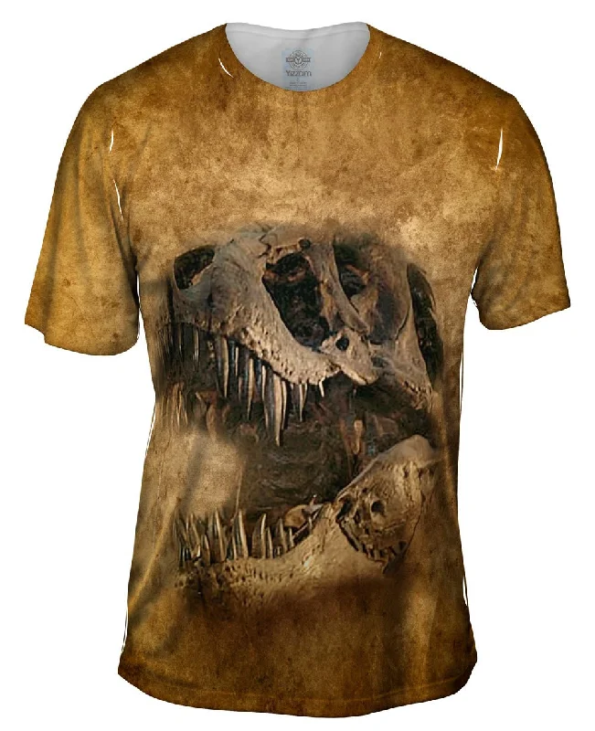 Trendy Graphic T-shirt-Skeletal T Rex Dinosaur Face