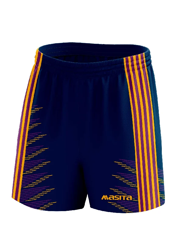 High-Waisted Summer Shorts-Hydro Gaelic Shorts Navy/Purple/Amber Adult