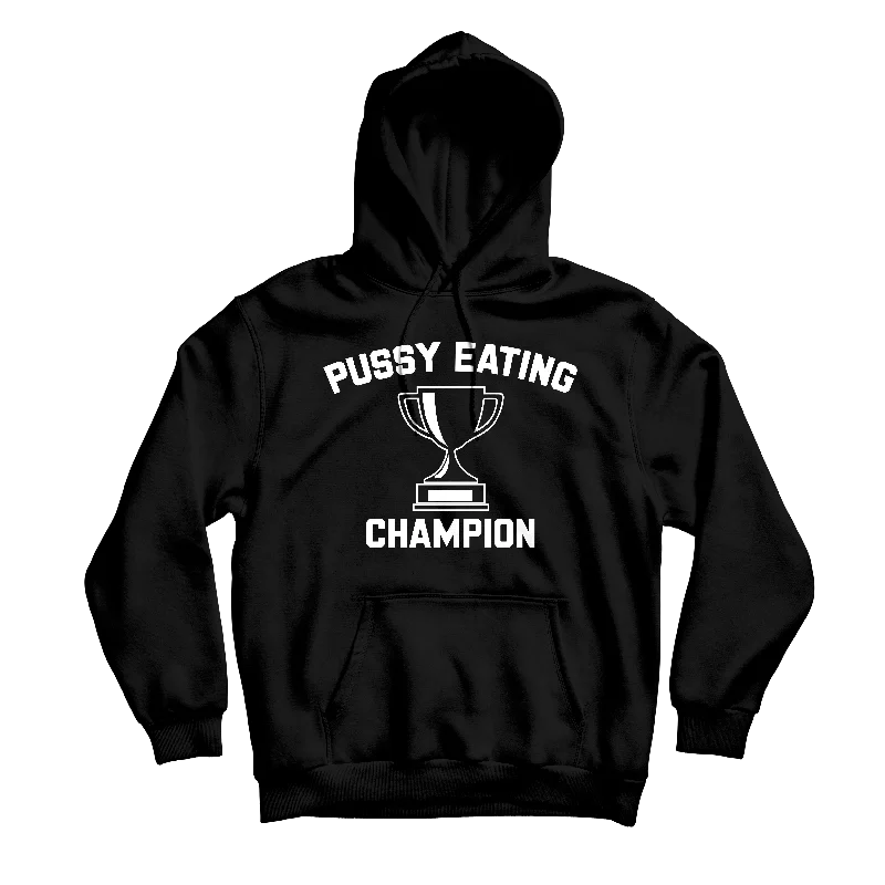 Fashionable Pullover Hoodie-Pussy Eating Champion Black Hoodie