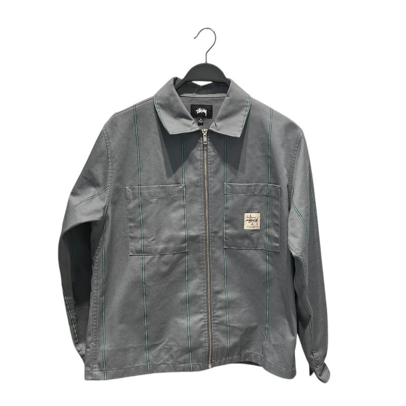 Comfortable Fleece Jacket-STUSSY/Jacket/S/Cotton/GRY/Stripe/